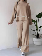 Conjunto de Tricô com Suéter Mullet Gola Alta e Calça Confortável – Kim [FRETE FULL]