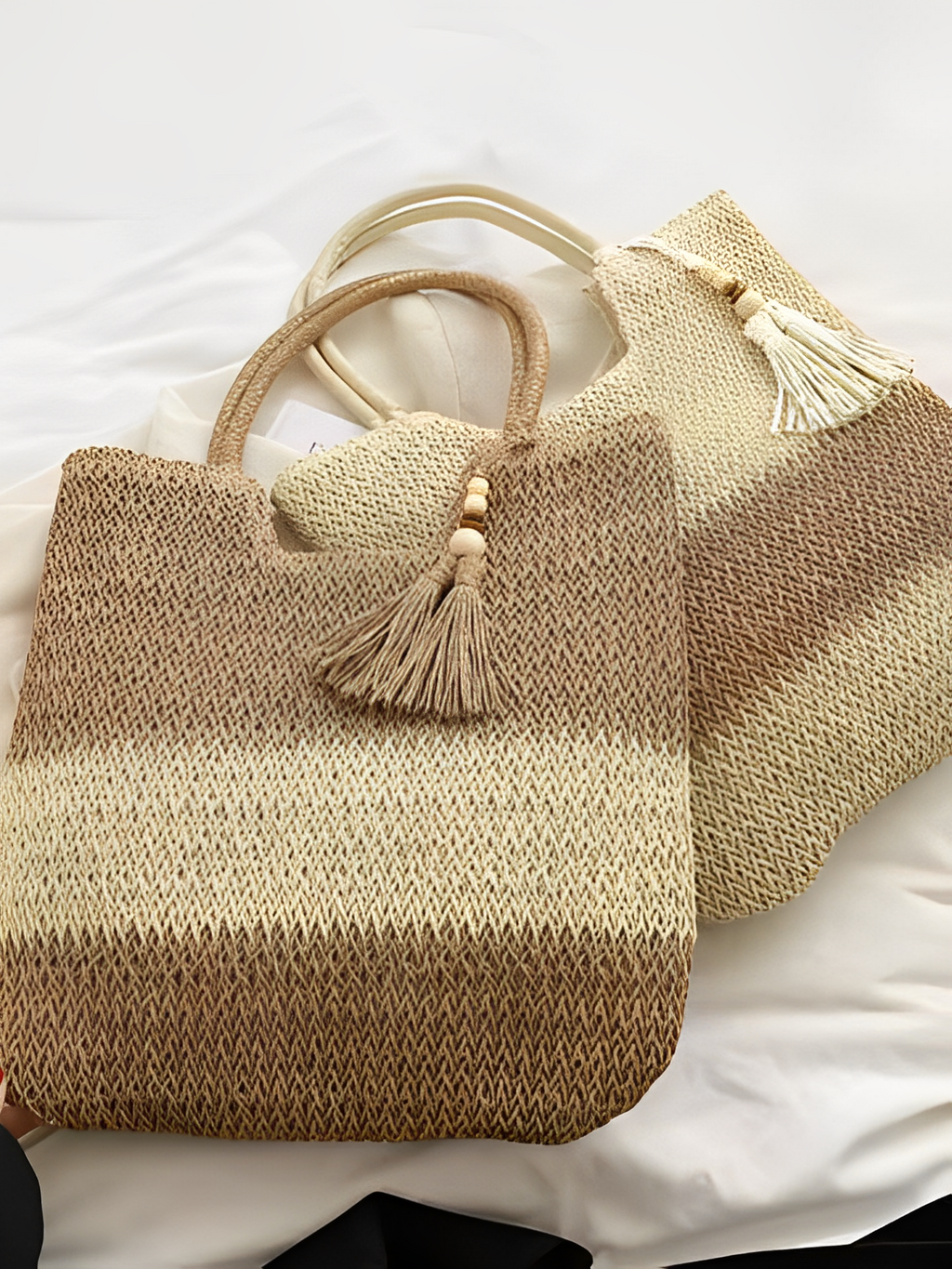 Bolsa Tote de Palha com Alça de Ombro Trançada  para Praia - Manu