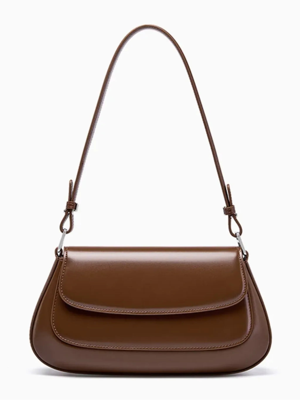 Bolsa Baguete Tiracolo em Couro Genuíno com Alça Ajustável – Briana
