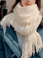 Cachecol Feminino Grande em Caxemira com Franjas – Ana