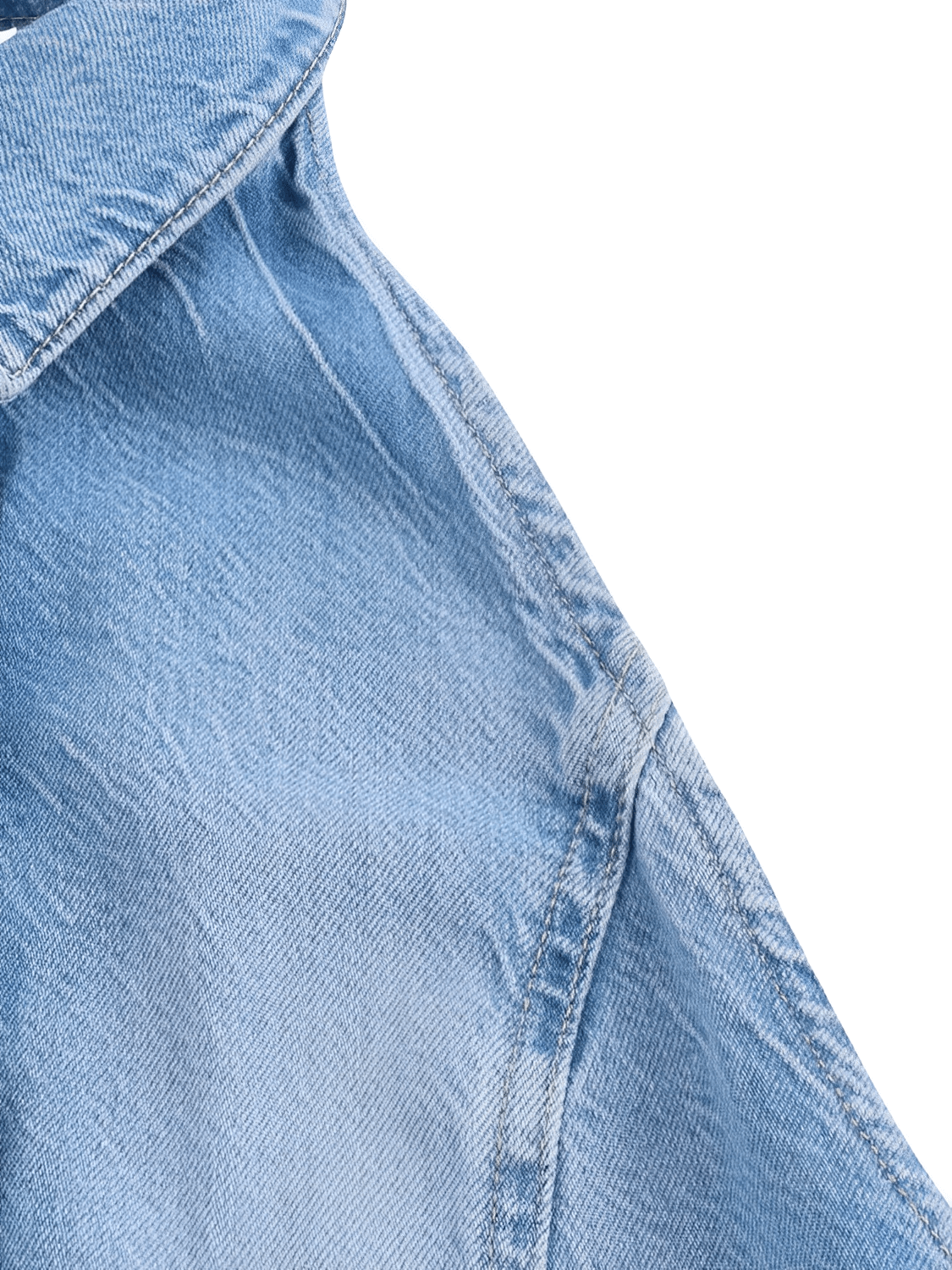 Macacão Jeans Pantalona com Decote Nadador e Bolsos - Jordana