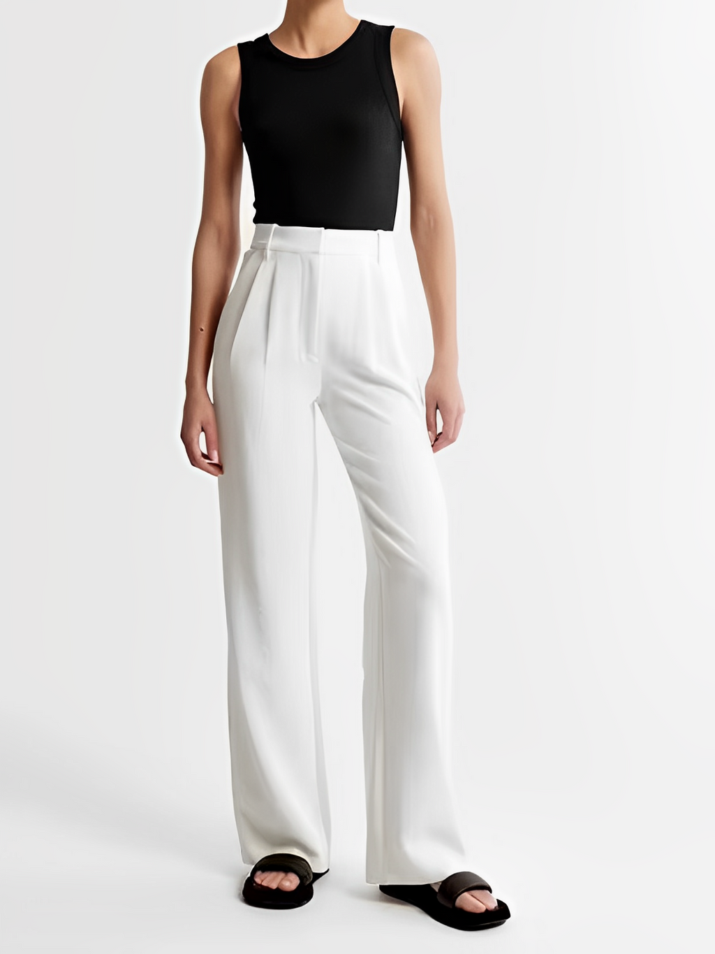 Calça Feminina de Alfaiataria Cintura Alta com Modelagem Wide Leg – Samira
