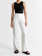 Calça Feminina de Alfaiataria Cintura Alta com Modelagem Wide Leg – Samira