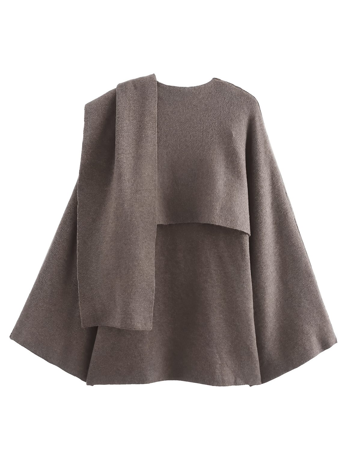 Casaco Poncho Assimétrico  com Gola Lenço – Alana