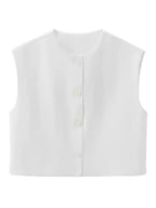 Blusa Feminina Manga Curta com Botões Frontais - Bersan