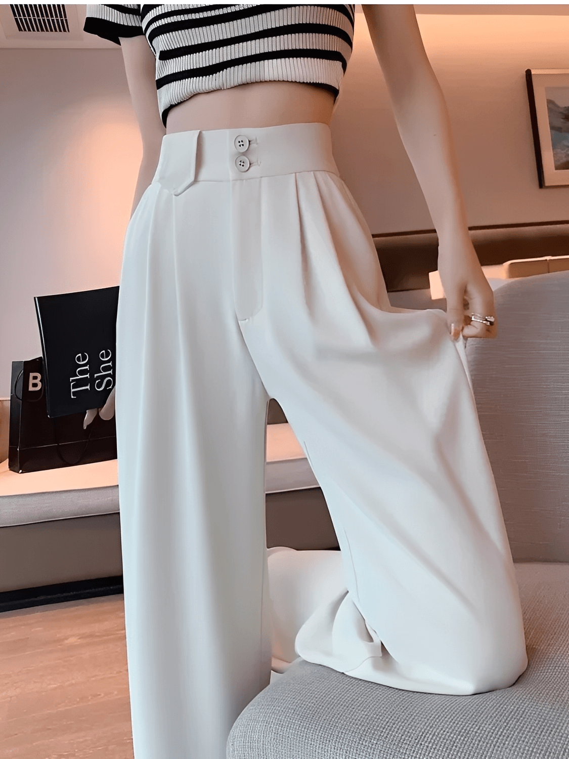Calça  Alfaiataria Wide Leg Cintura Alta com Lenço Removível  – Amara