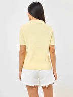 Blusa em Viscose Texturizada com Gola Polo e Botões - Tábata