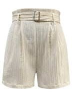 Short Feminino Plissado Cintura Alta com Cinto - Karine