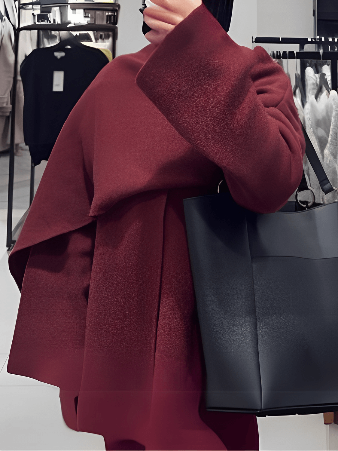 Casaco Poncho Assimétrico  com Gola Lenço – Alana