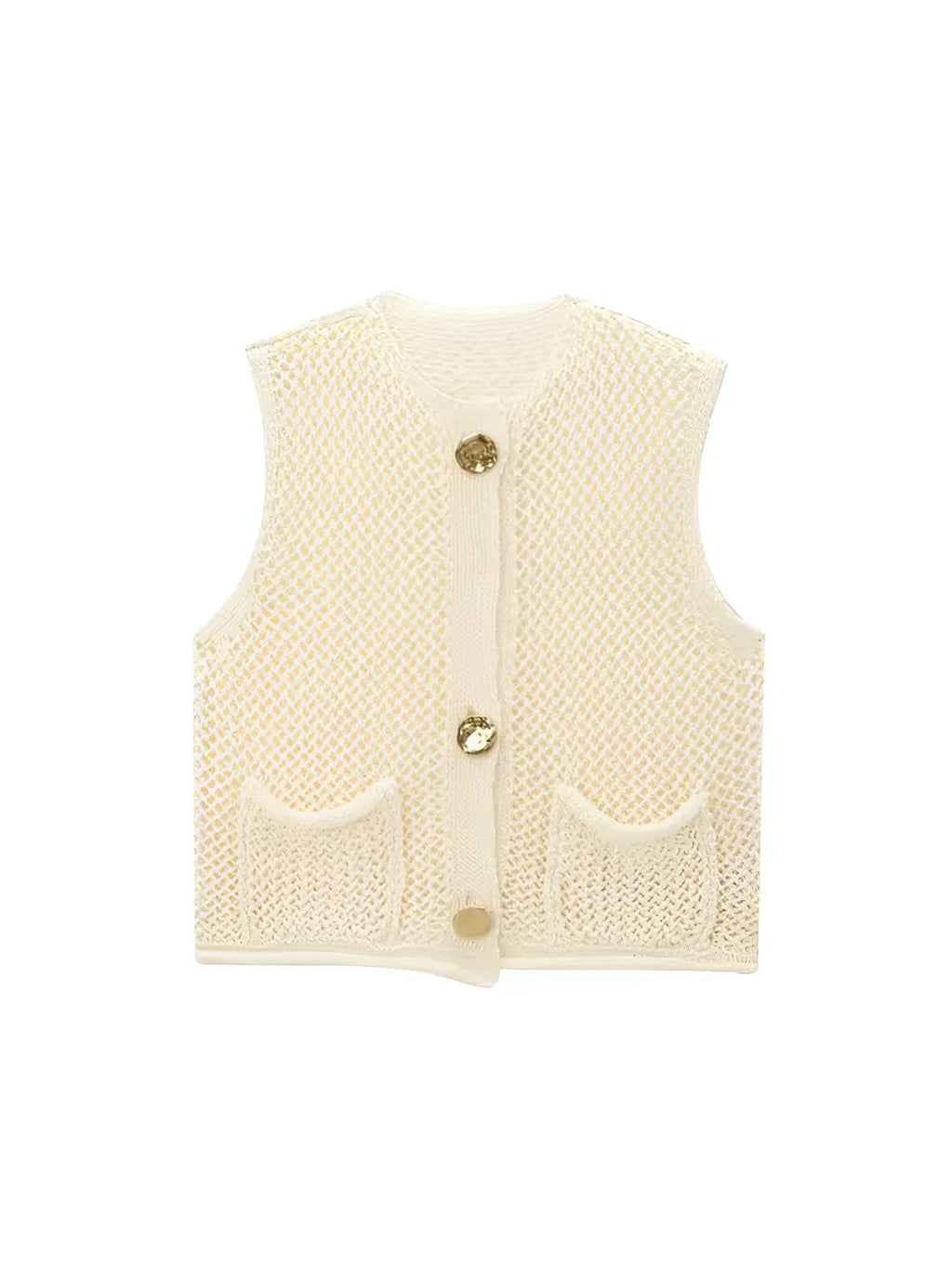 Blusa em Tricô com Decote Canoa Botões Maxi e Bolsos - Ayla