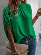 Blusa com Mangas Mocergo Vazadas e Gola Laço Amarração na Nuca - Catherine