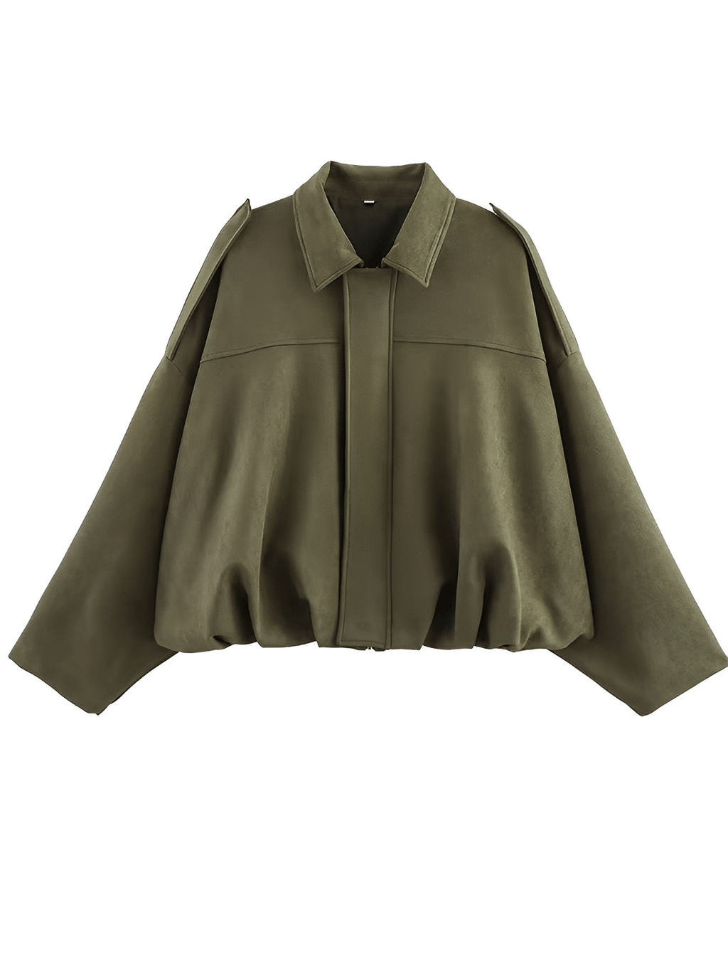 Jaqueta Bomber Oversized em Camurça com Recortes – Ione