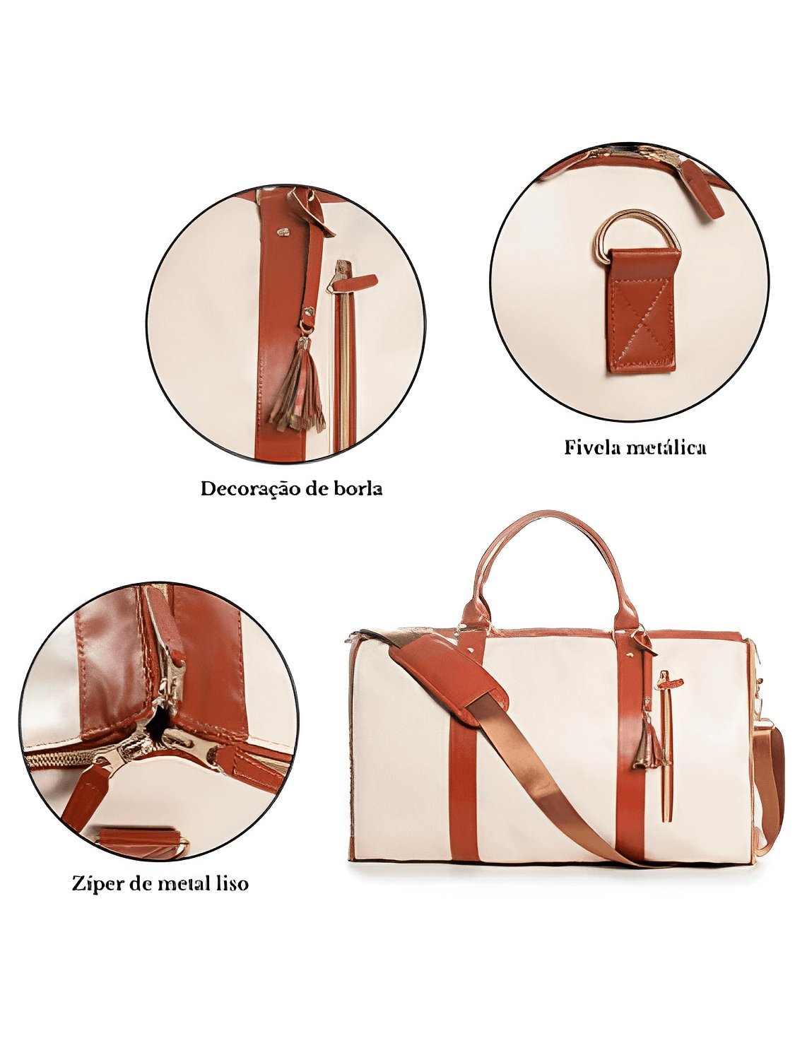 Bolsa Feminina de Viagem em Couro PU Dobrável Multifuncional – Angela