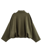 Jaqueta Bomber Oversized em Camurça com Recortes – Ione