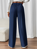 Calça de Alfaiataria Reta com Cintura Elástica Botões e Bolsos - Lizete [FRETE FULL]