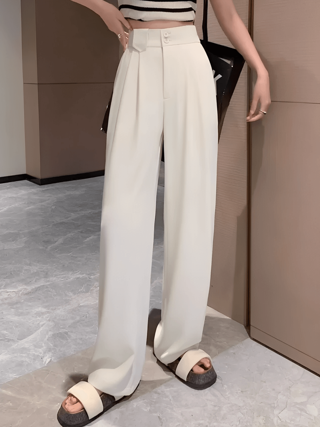 Calça  Alfaiataria Wide Leg Cintura Alta com Lenço Removível  – Amara