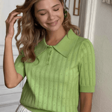 Blusa em Tricô Gola Polo com Costura em Relevo e Botões – Lily