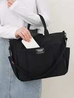 Bolsa Grande em Lona com Alça Ajustável Removível e Bolsos – Rania