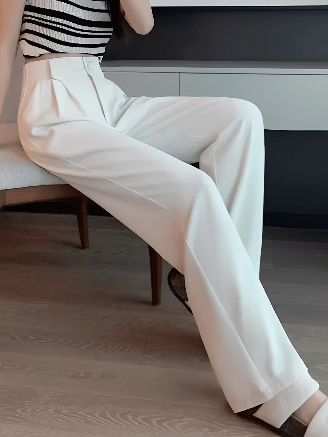 Calça  Alfaiataria Wide Leg Cintura Alta com Lenço Removível  – Amara
