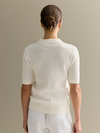 Blusa em Viscose Texturizada com Gola Polo e Botões - Tábata