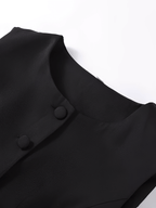 Vestido Midi Sem Mangas com Botões Forrados Cinto e Fenda – Selena [FRETE FULL]