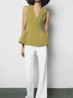 Blusa Peplum Acinturada com Decote V e Zíper nas Costas – Marisa
