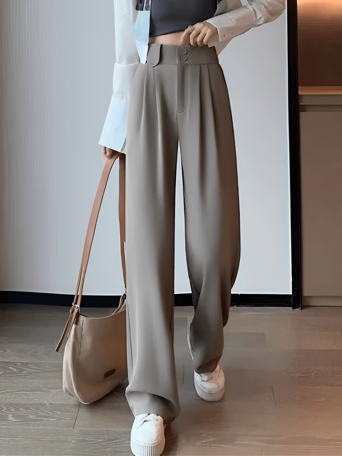 Calça  Alfaiataria Wide Leg Cintura Alta com Lenço Removível  – Amara