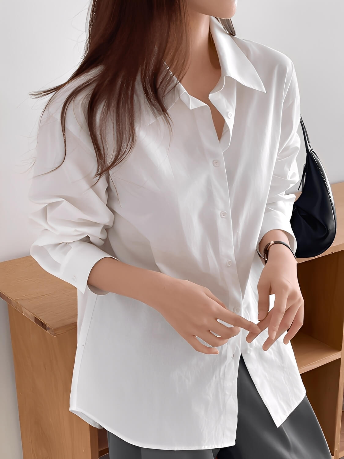 Camisa Oversized de Manga Longa com Colarinho Virado e Botões – Lane [FRETE FULL]