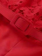 Macacão Elegante Manga Longa com Renda e Calça Flare com Cinto - Yeva