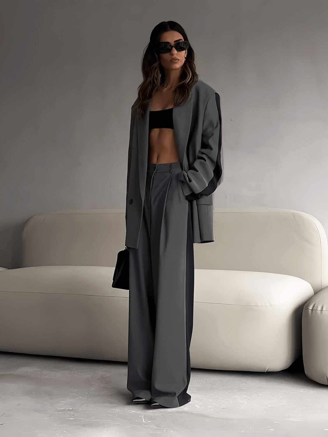 Conjunto de Alfaiataria com Blazer Oversized e Calça Pantalona – Damares [FRETE FULL]