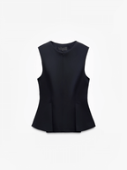 Blusa Feminina Peplum Estruturada com Decote V e Zíper Frontal - Cricia [FRETE FULL]