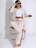 Conjunto Esportivo com Jaqueta Bomber e Calça Wide Leg Ajustável-  Zaia