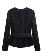 Conjunto em Tweed com Casaco Peplum e Short Saia Estruturado - Jessica