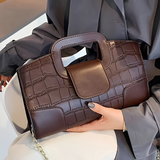 Bolsa em Couro PU Estruturada Textura Croco com Alça de Corrente - Lucie