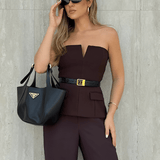 Blusa Tomara que Caia Estruturada com Recorte em V e Bolsos - Rita