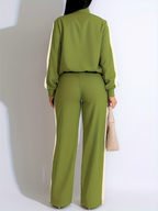 Conjunto Esportivo com Jaqueta Bomber e Calça Wide Leg Ajustável-  Zaia