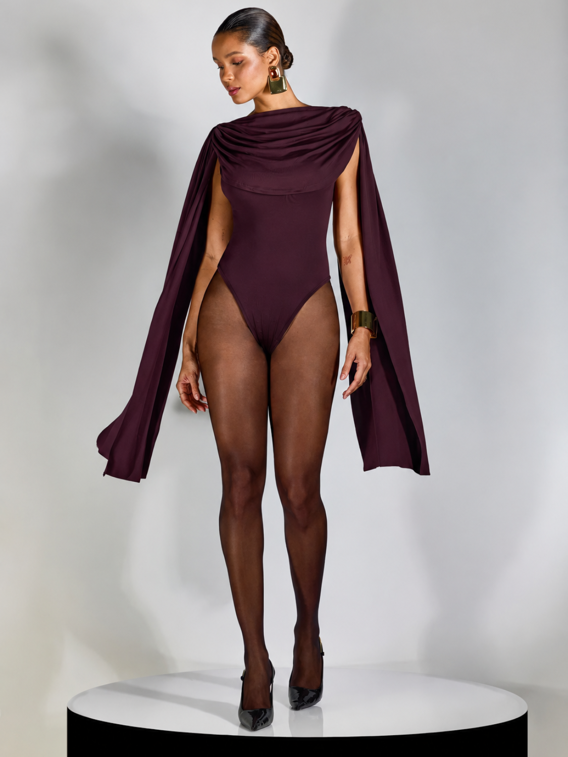 Body com Capa Drapeada Volumosa Sobreposta e Efeito Fluido - Lorelay