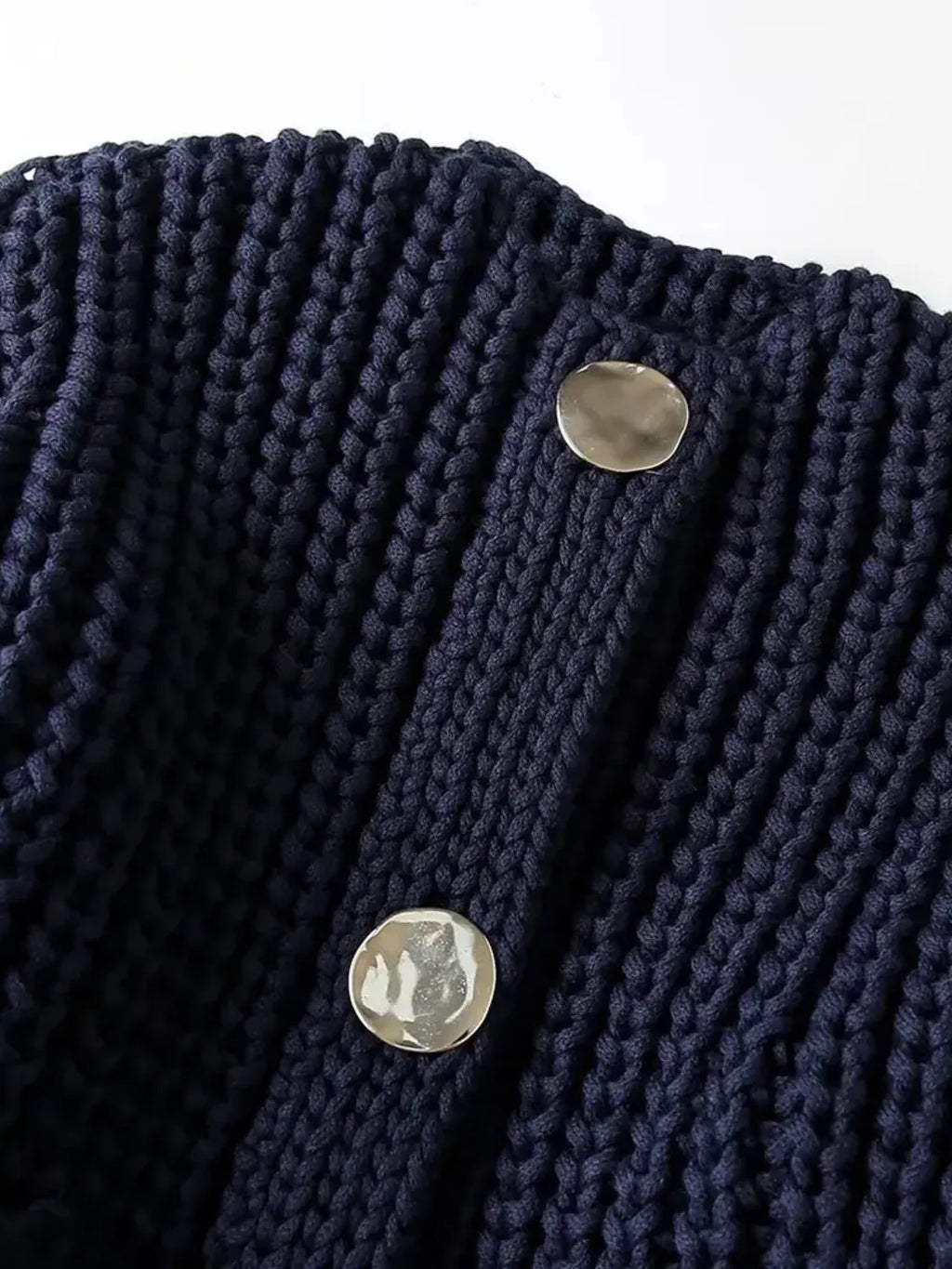 Cardigan de Tricô Ponto Grosso com Botões e Bolsos - Seraphine
