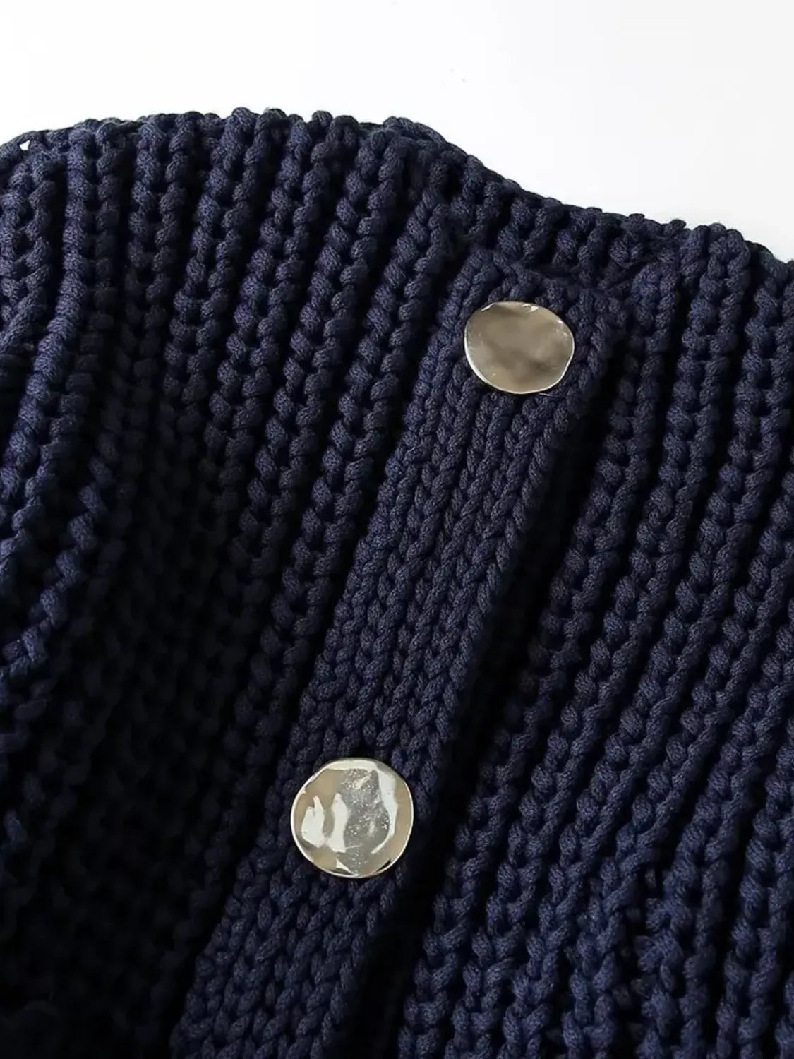 Cardigan de Tricô Ponto Grosso com Botões e Bolsos - Seraphine
