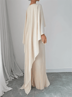 Vestido Longo de Festa Plissado com Capa Peplum Embutida – Loren