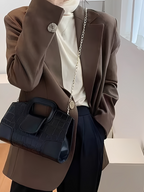 Bolsa em Couro PU Estruturada Textura Croco com Alça de Corrente - Lucie