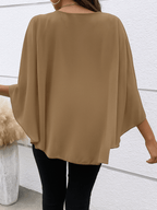 Blusa Feminina com Sobreposição Assimétrica Efeito Capa - Mallory