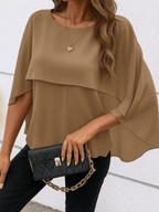 Blusa Feminina com Sobreposição Assimétrica Efeito Capa - Mallory