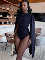 Body com Capa Drapeada Volumosa Sobreposta e Efeito Fluido - Lorelay