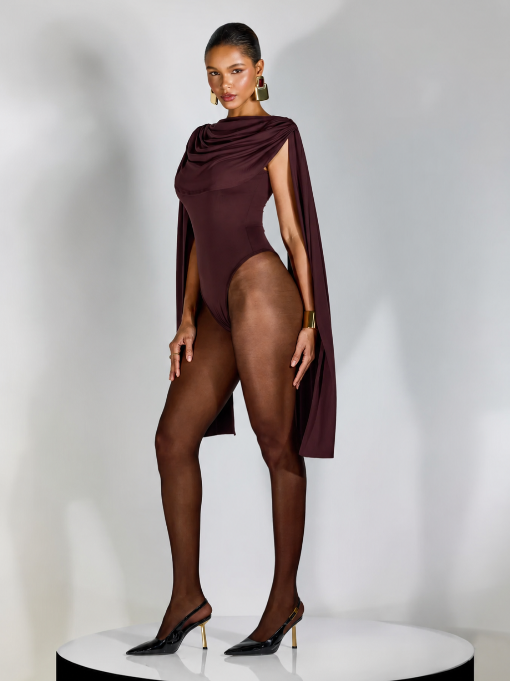 Body com Capa Drapeada Volumosa Sobreposta e Efeito Fluido - Lorelay