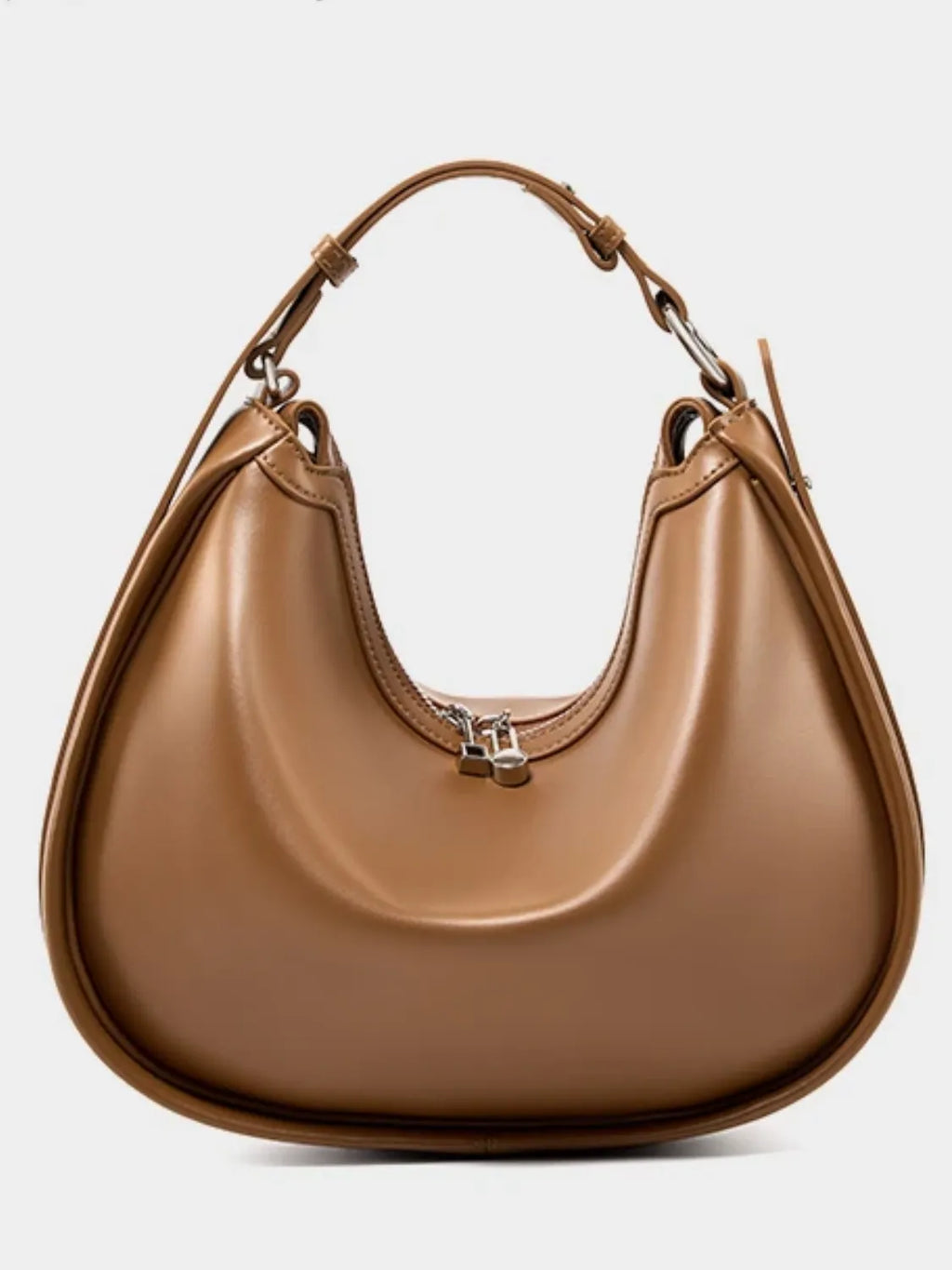 Bolsa Feminina de Ombro Meia Lua em Couro com Alça Ajustável - Silvia