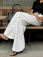 Calça Pantalona Branca Feminina com Cintura Alta Fecho e Zíper – Zoe