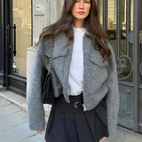 Jaqueta Feminina Bomber de Lã com Bolsos e Zíper - Jessy