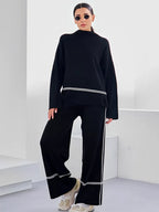 Conjunto de Tricô com Suéter Mullet Gola Alta e Calça Confortável – Kim [FRETE FULL]