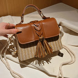 Bolsa Feminina Transversal de Palha e Couro com Alça de Corda - Melissa